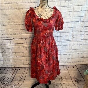 La Luna & La Stella Firenze Dress Ruffle Trim Short  Calico Size XS